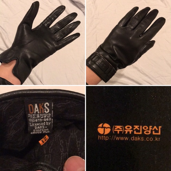 DAKS black leather gloves size 21 - Picture 5 of 8